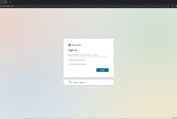 Microsoft 365 login page screenshot